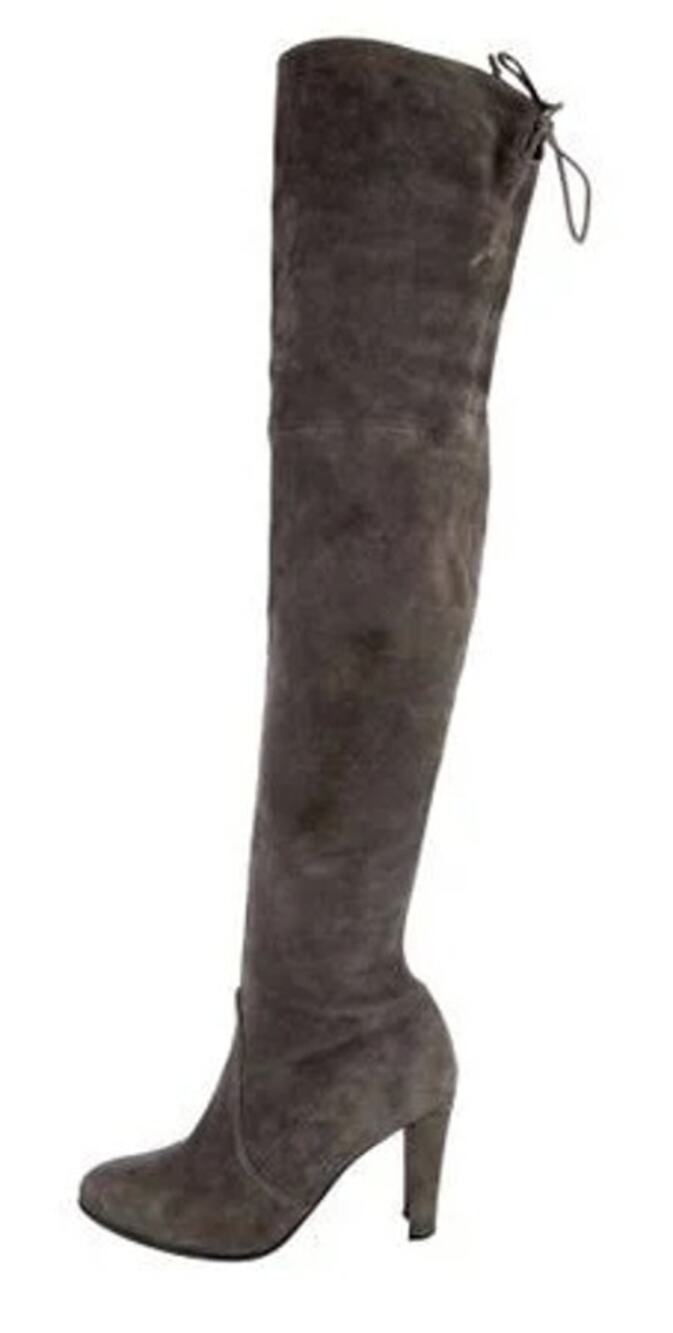 Stuart Weitzman Womens Highland High Heel Over the Knee Boot US 6 Grey Suede GUC